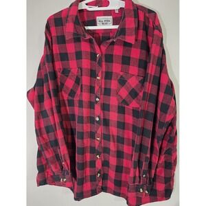 Real Work Wear Mens 3X Red Black Buffalo Plaid Flannel Shirt Comfort Fit